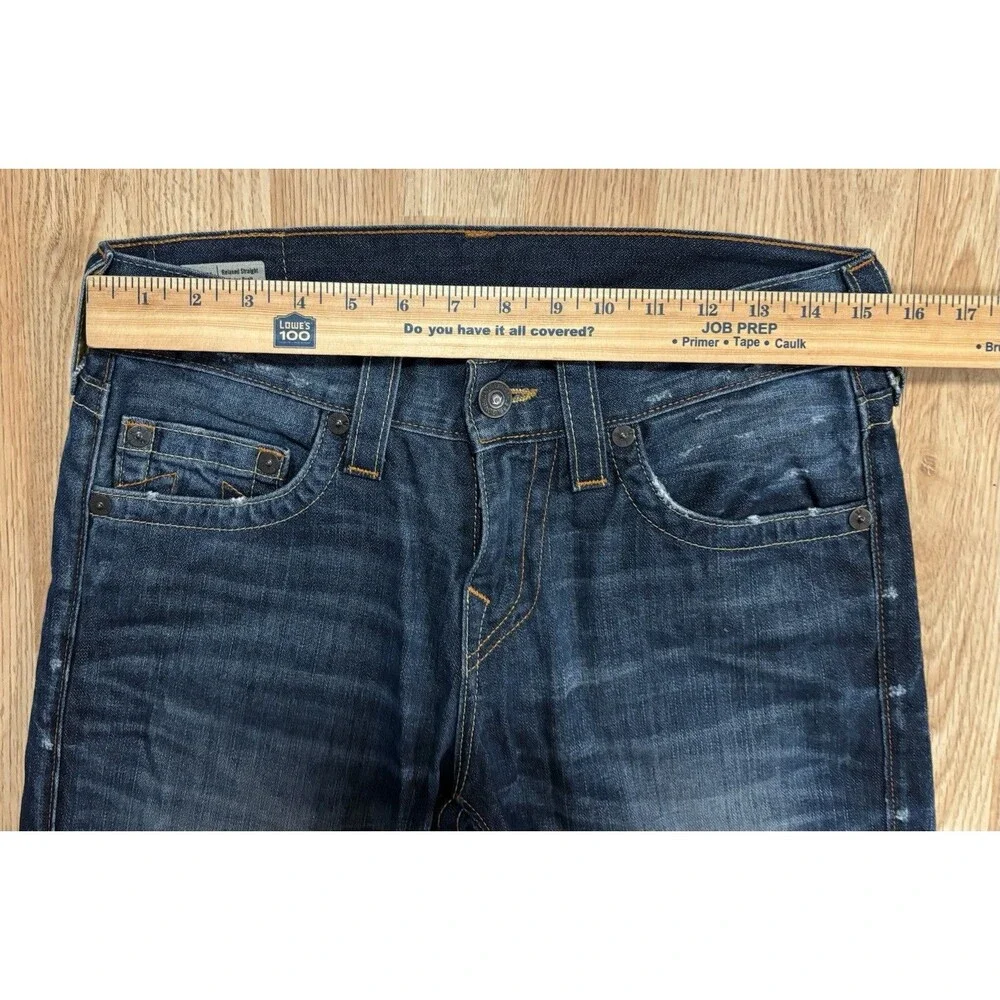 True Religion Mens Sz 28x29 Ricky Relaxed Straight Denim Jeans  Pockets Blue